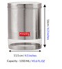Silver Stainless Steel 1350 ml Mouth See Through Storage Container (Set of 2 )