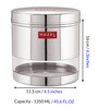 Silver Stainless Steel 1350 ml Mouth See Through Storage Container (Set of 3 )
