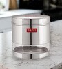 Silver Stainless Steel 1350 ml Mouth See Through Storage Container (Set of 5 )