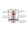 Silver Stainless Steel 1350 ml Mouth See Through Storage Container (Set of 5 )