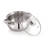 Silver Stainless Steel 2 ltr Induction & Gas Compatible Sandwich Bottom Handis with Glass Lid
