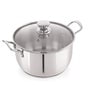Silver Stainless Steel 2 Ltr Induction & Gas Compatible Sandwich Bottom Straight Casserole with Glass Lid