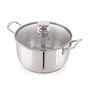 Silver Stainless Steel 2 Ltr Induction & Gas Compatible Sandwich Bottom Straight Casserole with Glass Lid