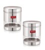 Silver Stainless Steel 350 ml Mouth See Through Storage Container (Set of 2 )