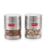Silver Stainless Steel 400 ml Finish See Through Storage Container (Set of 2 )