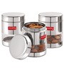 Silver Stainless Steel 400 ml Glossy See Through Storage Container (Set of 3 )