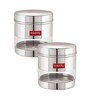 Silver Stainless Steel 750 ml Mouth See Through Storage Container (Set of 2 )