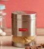 Silver Stainless Steel 950 ml Mouth See Through Storage Container (Set of 2 )