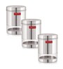 Silver Stainless Steel 950 ml Mouth See Through Storage Container (Set of 3 )