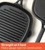 Pre Seasoned Skillet 9.8 Inch Hard Anodised Black Cast Iron Grill Pan