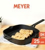 Pre Seasoned Skillet 9.8 Inch Hard Anodised Black Cast Iron Grill Pan