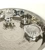 Silver Stainless Steel Gungroo Pooja Thaali