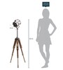 Short Silver Metal Shade Tripod Floor Lamp With Wood Base