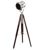 Silver Metal Shade Tripod Floor Lamp with Brown Base