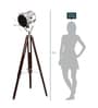 Silver Metal Shade Tripod Floor Lamp with Brown Base