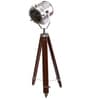 Silver Metal Shade Tripod Floor Lamp with Brown Base