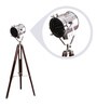 Silver Metal Shade Tripod Floor Lamp with Brown Base