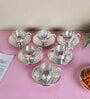Silver Steel Saucer & Cup Set of 12