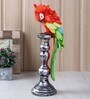 Silver-Toned Red Colorful Parrot Polyresin Figurine