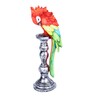 Silver-Toned Red Colorful Parrot Polyresin Figurine