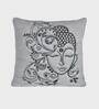 Silver Traditional Cotton 16 x 16 Inches Embroidered Cushion Covers (Set of 3)