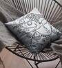 Silver Traditional Cotton 16 x 16 Inches Embroidered Cushion Covers (Set of 3)