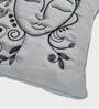 Silver Traditional Cotton 16 x 16 Inches Embroidered Cushion Covers (Set of 3)