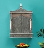 Silver Wood & Aluminium Wall Mounted Mandir Without Door