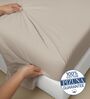 Simply Taupe Solid 1000 TC Cotton Super King Sized Bedsheet with 4 Pillow Covers