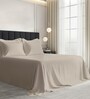 Simply Taupe Solid 1000 TC Cotton Super King Sized Bedsheet with 4 Pillow Covers