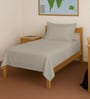 Simply Taupe Solid 400 TC Cotton Single Sized Bedsheet with 1 Pillow Cover