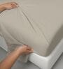 Simply Taupe Solid 400 TC Cotton Single Sized Bedsheet with 1 Pillow Cover