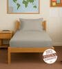 Simply Taupe Solid 400 TC Cotton Single Sized Fitted sheet with 1 Pillow Cover