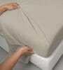 Simply Taupe Solid 400 TC Cotton Super King Sized Bedsheet with 4 Pillow Covers