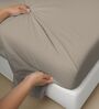 Simply Taupe Solid 600 TC Cotton Super King Sized Bedsheet with 4 Pillow Covers
