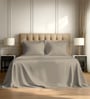 Simply Taupe Solid 800 TC Cotton Super King Sized Bedsheet with 4 Pillow Covers