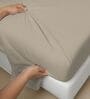 Simply Taupe Solid 800 TC Cotton Super King Sized Bedsheet with 4 Pillow Covers
