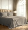Simply Taupe Solid 800 TC Cotton Super King Sized Bedsheet with 4 Pillow Covers