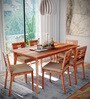 Simsim Sheesham Wood 6 Seater Dining Set In Natural Sheesham Finish
