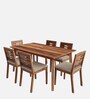 Simsim Sheesham Wood 6 Seater Dining Set In Natural Sheesham Finish