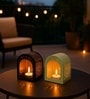 Black & Turquoise Metal Tea Light Holder Set Of 2