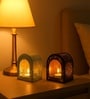 Black & Turquoise Metal Tea Light Holder Set Of 2