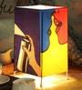 Sins Table Multicolor Satin Shade Table Lamp with Silver Base