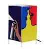 Sins Table Multicolor Satin Shade Table Lamp with Silver Base