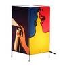 Sins Table Multicolor Satin Shade Table Lamp with Silver Base