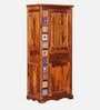 Siramika Sheesham Wood 1 Door Wardrobe In Honey Oak Finish