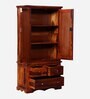 Siramika Sheesham Wood 2 Door Wardrobe In Honey Oak Finish With Drawer