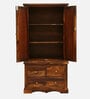 Siramika Sheesham Wood 2 Door Wardrobe In Provincial Teak Finish With Drawer