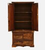 Siramika Sheesham Wood 2 Door Wardrobe In Provincial Teak Finish With Drawer