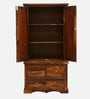 Siramika Sheesham Wood 2 Door Wardrobe In Provincial Teak Finish With Drawer